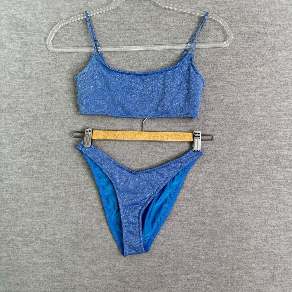 Triangl Mica Marina Blue Sparkle Bikini Small Swim Top Medium Bottoms Swim READ